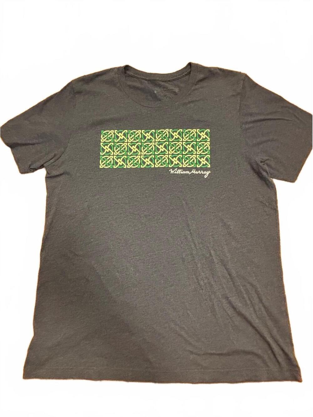 William Murray Men's XL Navy Graphic T-Shirt with Green and Yellow Pattern